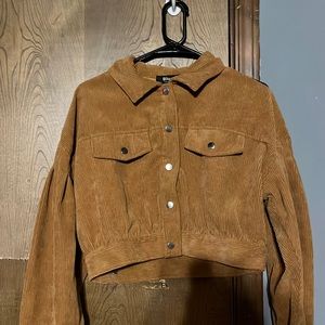 brown cropped corduroy jacket
